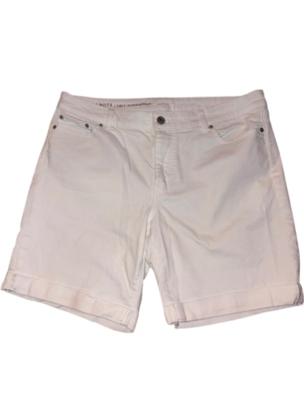 Talbots flawless White Denim Rolled-Hem girlfriend Shorts size 14P